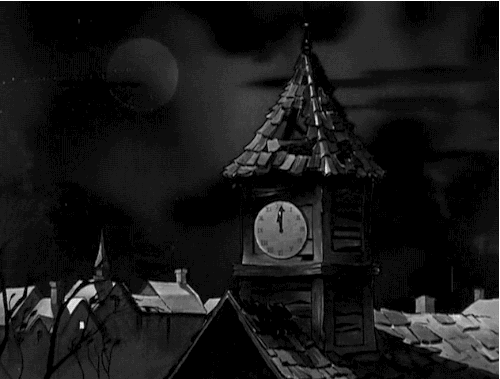黑夜 蝙蝠 大钟 屋顶