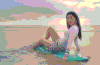 美女 清新 性感 唱歌 海边 甜美