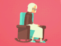 老奶奶 椅子 眨眼睛 摇晃