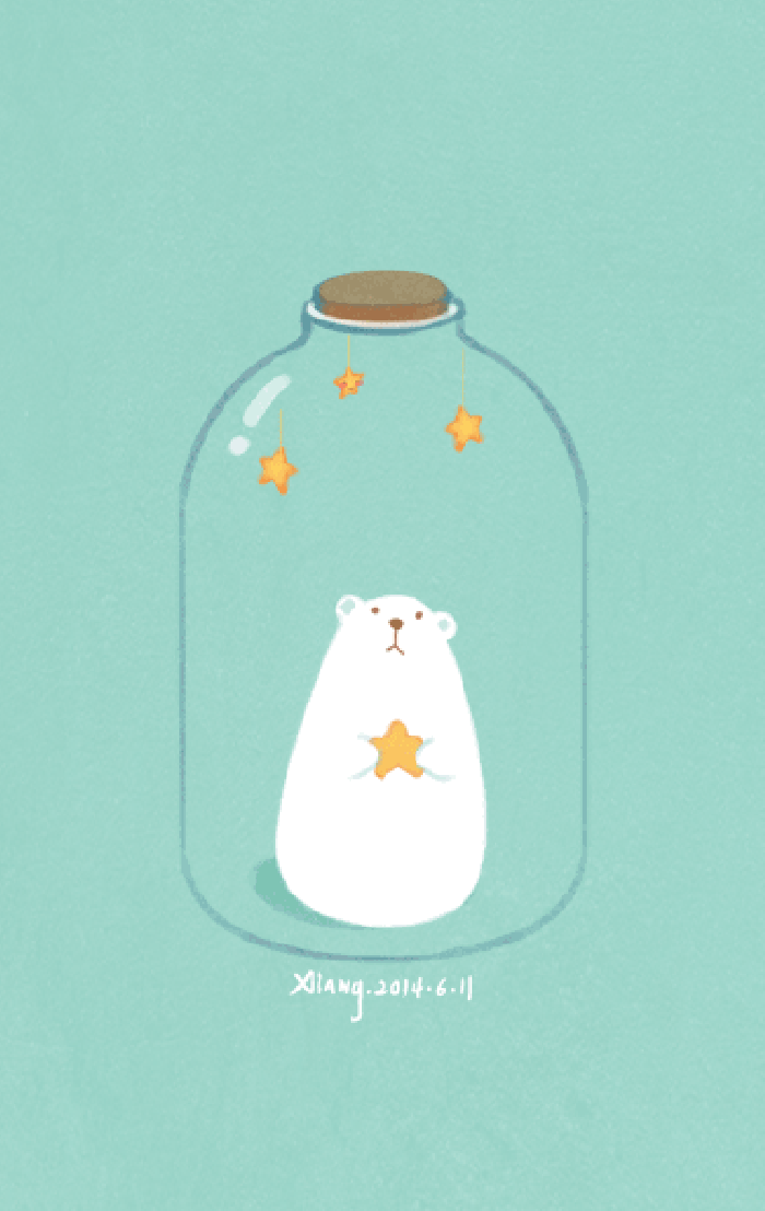 北极熊 玻璃瓶 星星 卡通