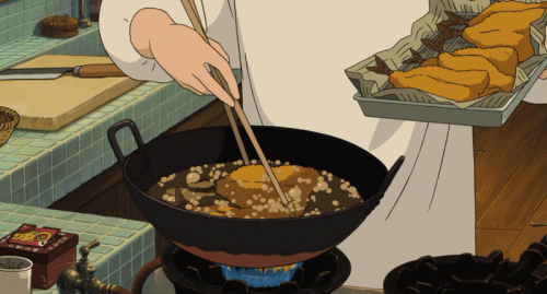 炸鱼 油锅 筷子 厨房