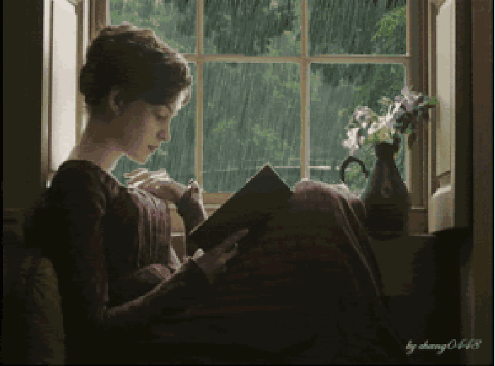 雨天 读书 安静 女人