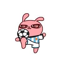 冷兔 踢足球 可爱 呆萌