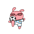 冷兔 踢足球 可爱 呆萌