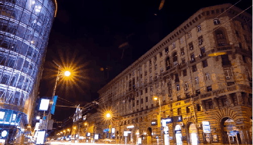 俄罗斯 城市 夜晚 延时摄影 莫斯科