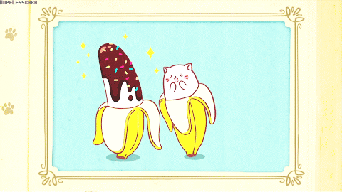 可爱 猫咪 香蕉 动画