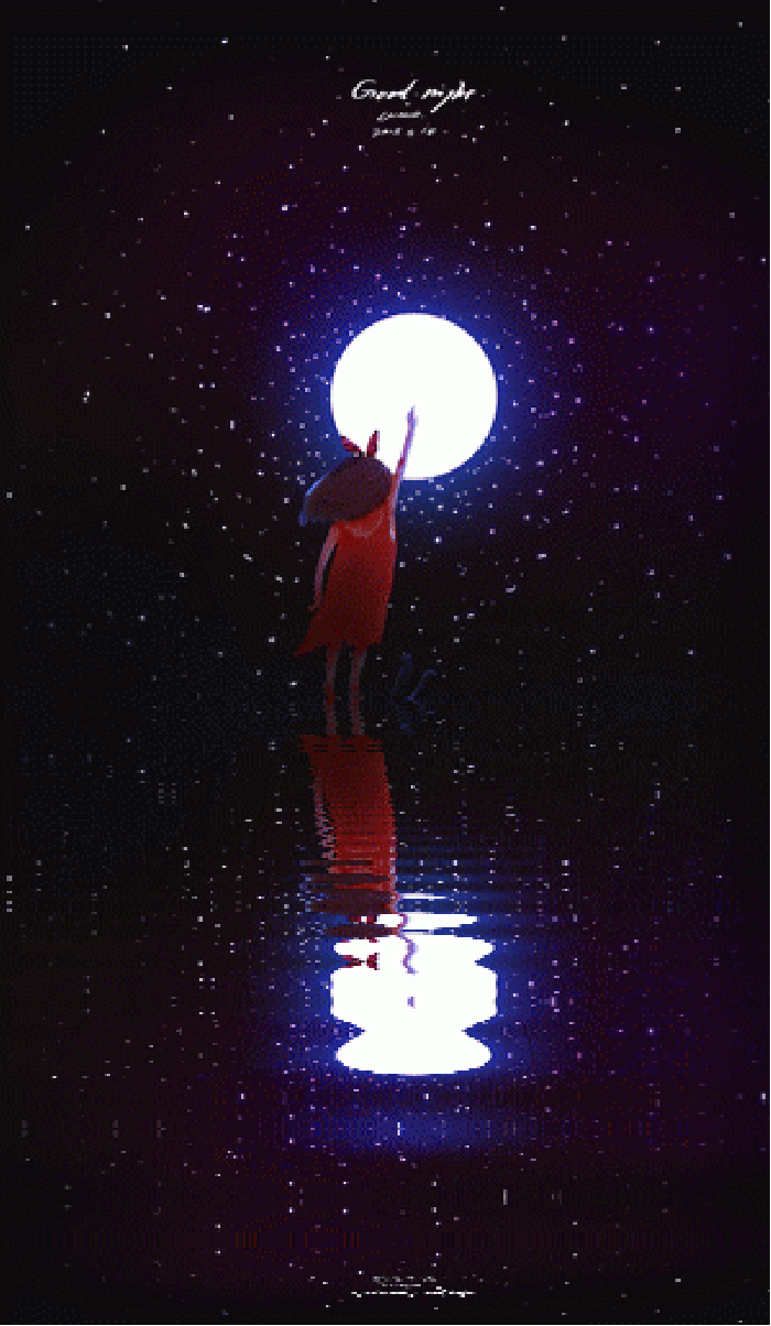 月亮 夜晚 水面 动画
