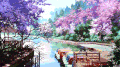 风景 湖水 樱花 栈桥