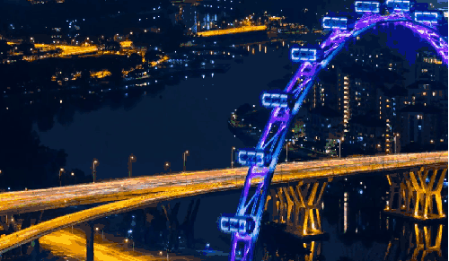 Singapore Singapore2012延时摄影 ZWEIZWEI 城市 摩天轮 新加坡 立交桥 车流