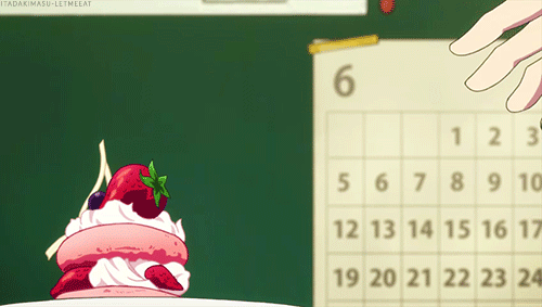 蛋糕  草莓  日历  拿起