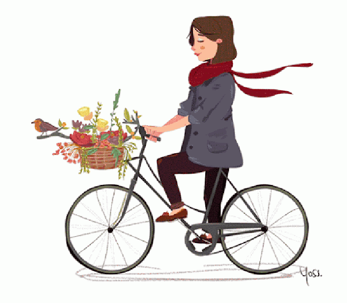 女孩 单车 鲜花 骑车