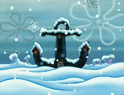 卡通 冬天 下雪 船锚