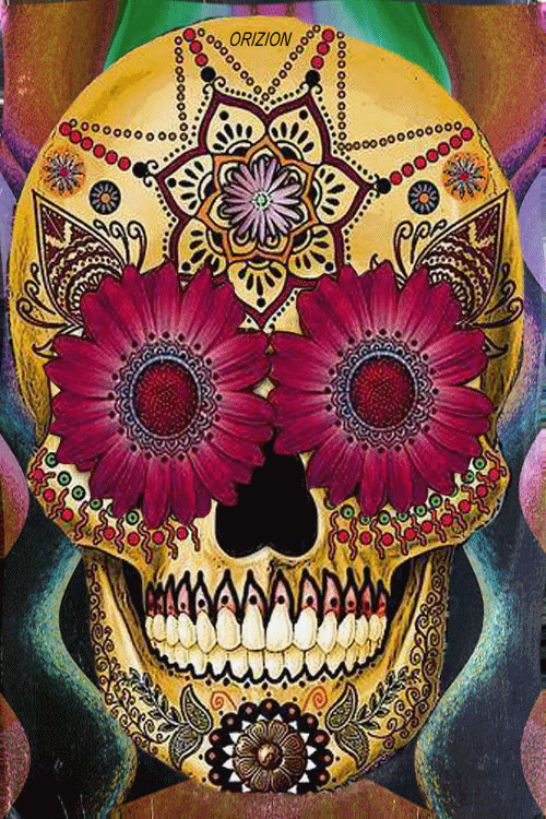 迷幻的 psychedelic 骷髅 花雕