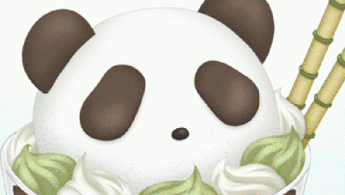 熊猫 黑眼圈 冰淇淋 勺子