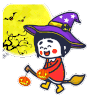 小女孩 南瓜灯 撒糖 月亮