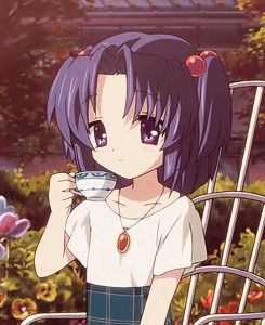 卡通 动漫 少女 喝茶