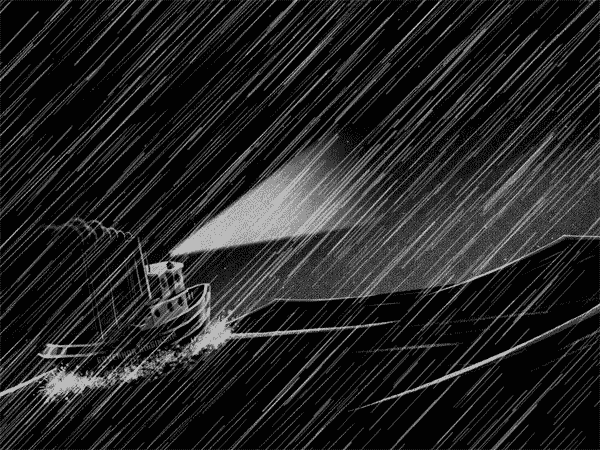 在海上风暴 下雨 船 坏天气