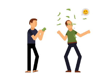 卡通 扔钞票 两个男人 绿衣服