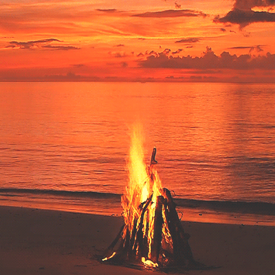 风景 美景 火 火堆 海边