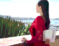 美女 背影 红衣 优雅 凹造型 画报拍摄