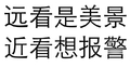 远看是美景 近看想报警 白色背景 纯文字 黑色字体