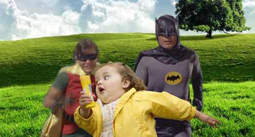 模因 跑 女孩 60的 跑 逃跑 蝙蝠侠 罗宾 黄色的 去去去 胖乎乎的泡泡女孩