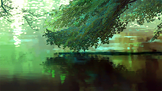 湖水 绿树 阳光 美景