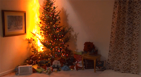 圣诞树 失火 燃烧 灾难 危险 圣诞 节日 christmas