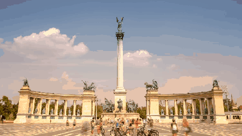 布达佩斯 广场 游客 纪录片 纪念碑 蓝天