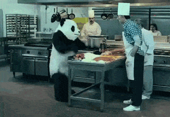 熊猫 拍面粉 厨师 高帽子