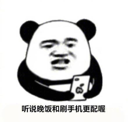 暴漫 熊猫头 听说晚饭和手机更配哦 看看手机 搞怪 逗