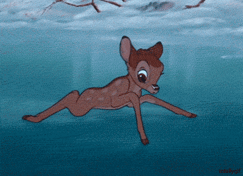 小鹿斑比 动画 bambi  滑倒 呆萌
