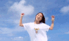 蓝天 白云 美女 漂亮