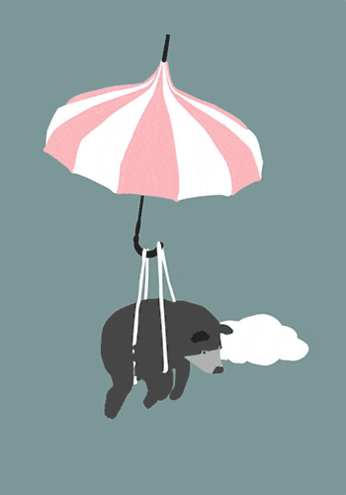 狗熊 雨伞 白云 动态