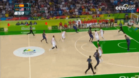 奥运会 里约奥运会 男篮 半决赛 美国 西班牙 汤普森 赛场瞬间