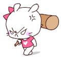 扑克兔 生气 大锤 呆萌