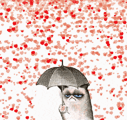 卡通 猫咪 打伞 难过