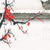 卡通 温暖 梅花 下雪
