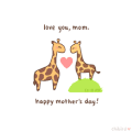 长颈鹿 爱心 动漫 母亲节