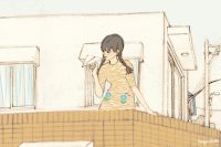 美少女  双马尾  阳台  纸飞机