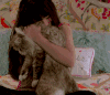 美女 抚摸 猫咪 萌萌哒