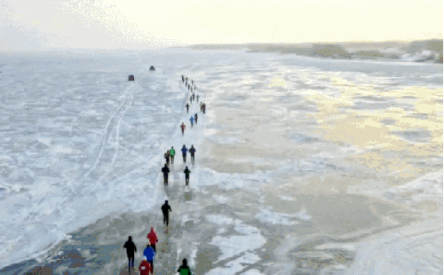 纪录片 航拍中国 跑步 雪地 黑河市 黑龙江 冰上马拉松