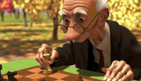 老头 下棋 得意 动画