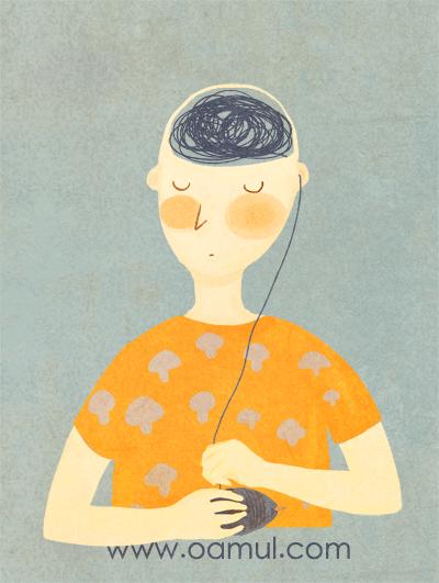 脑子乱 小男孩 缠毛线 闭目沉思