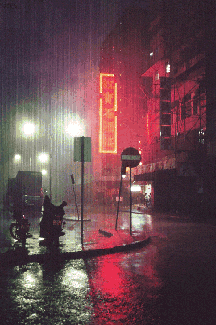 Cinemagraph 城市 夜景 下雨