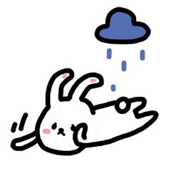小白兔 可爱 下雨 趴地上