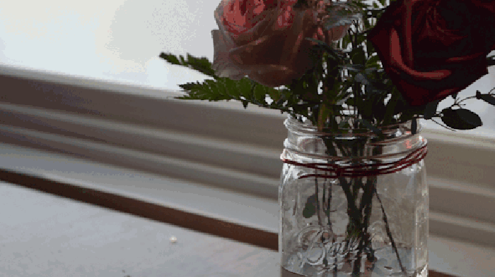 窗台 花瓶 鲜花 水滴