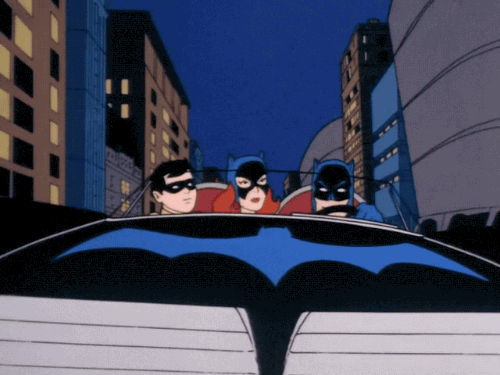 卡通  街道  开车  蝙蝠侠  三人