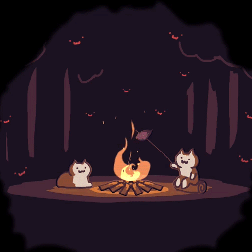 背景素材 卡通 猫咪 火堆