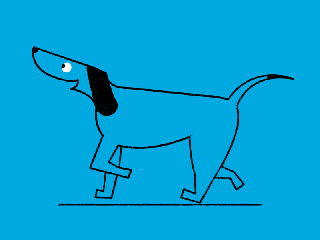 狗狗 奔跑 摇尾巴 蓝色
